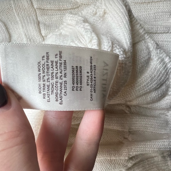 Aritzia Babaton Glory Merino Wool White Cable Knit Cropped Sweater - Picture 7 of 9